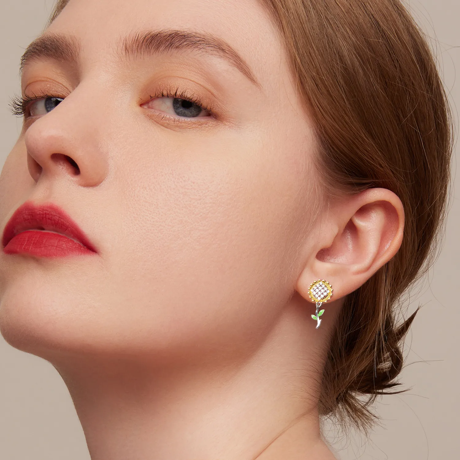 Pandora Style Sunflower Hanging Earrings - SCE1471