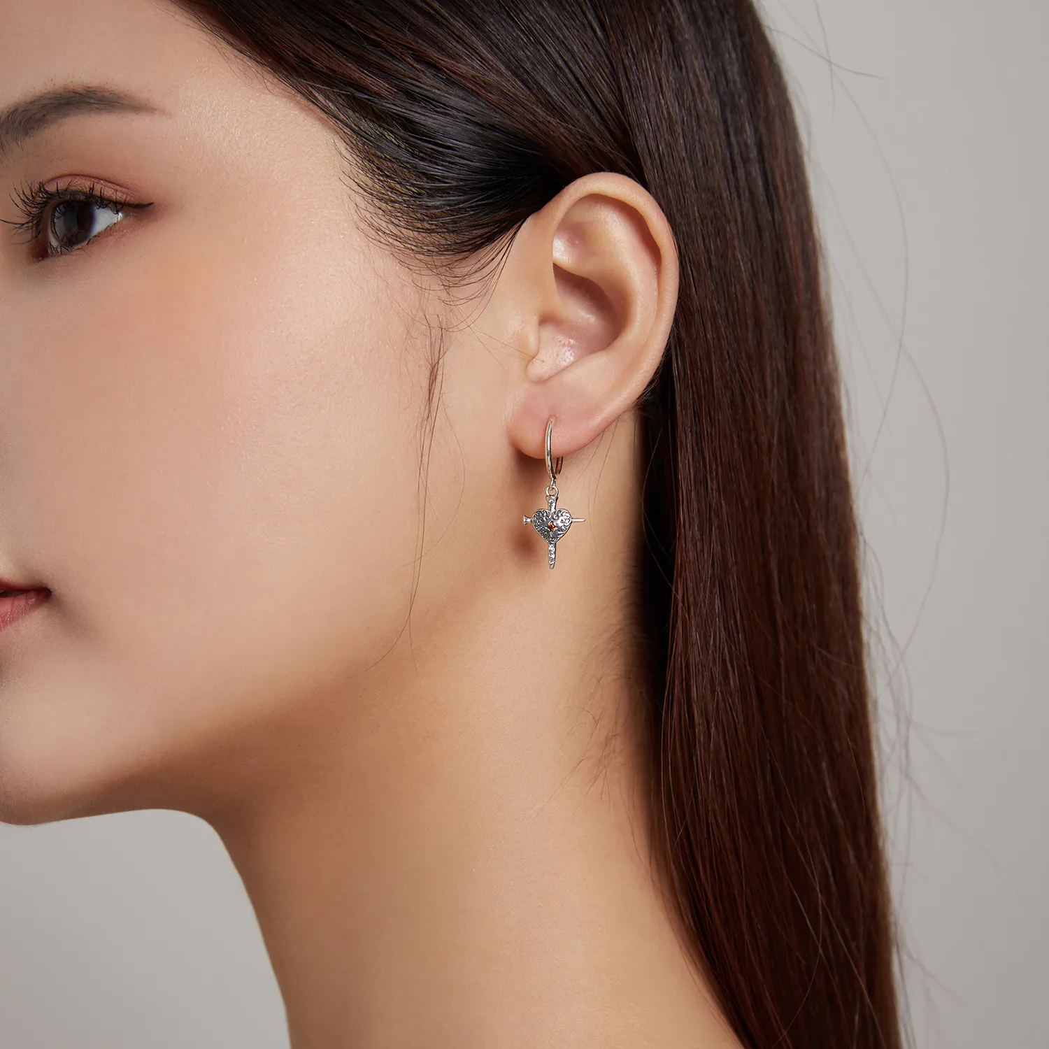 Pandora Style Sword of Love Hanging Earrings - SCE1180
