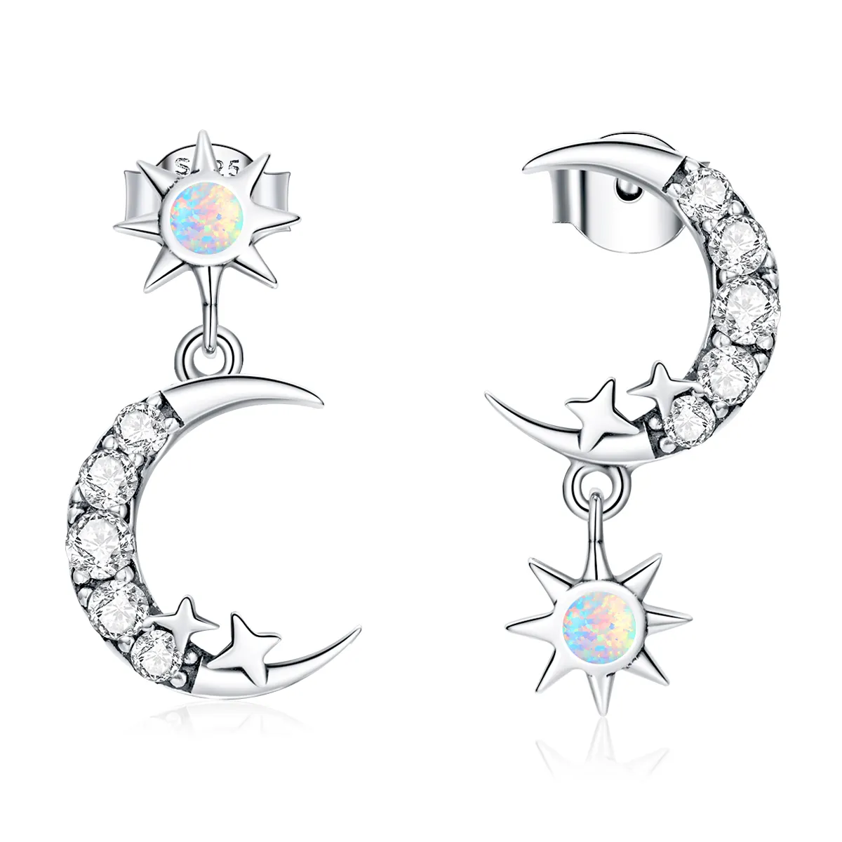 pandora style wear stars and wear moon hanging earrings sce1239