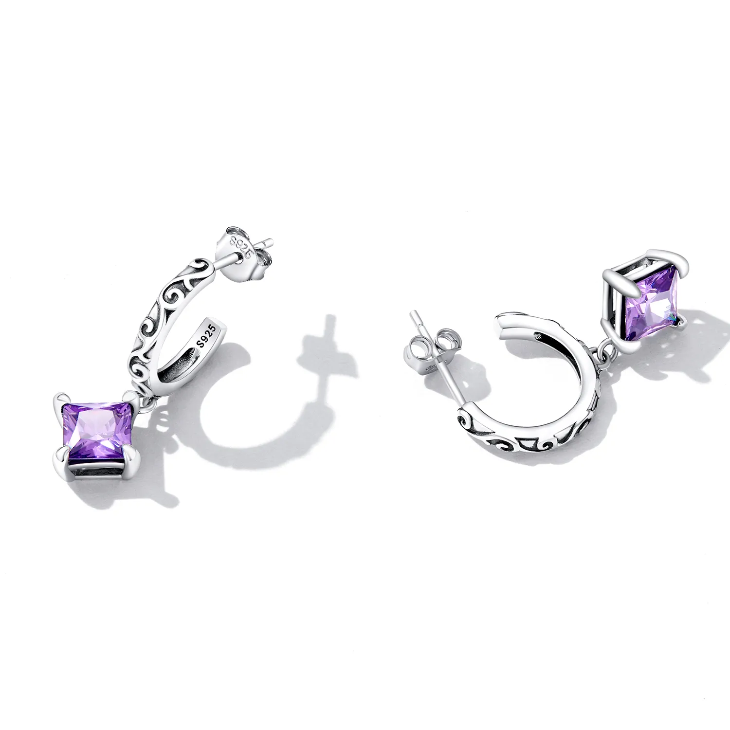 Pandora Style Zirconium Pattern Hanging Earrings - SCE1416