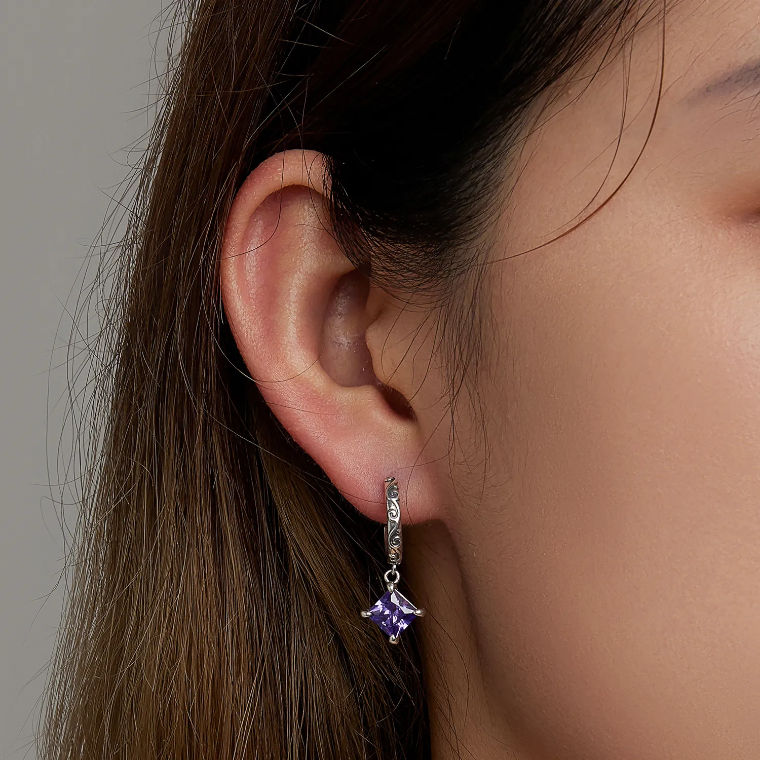 Pandora Style Zirconium Pattern Hanging Earrings - SCE1416