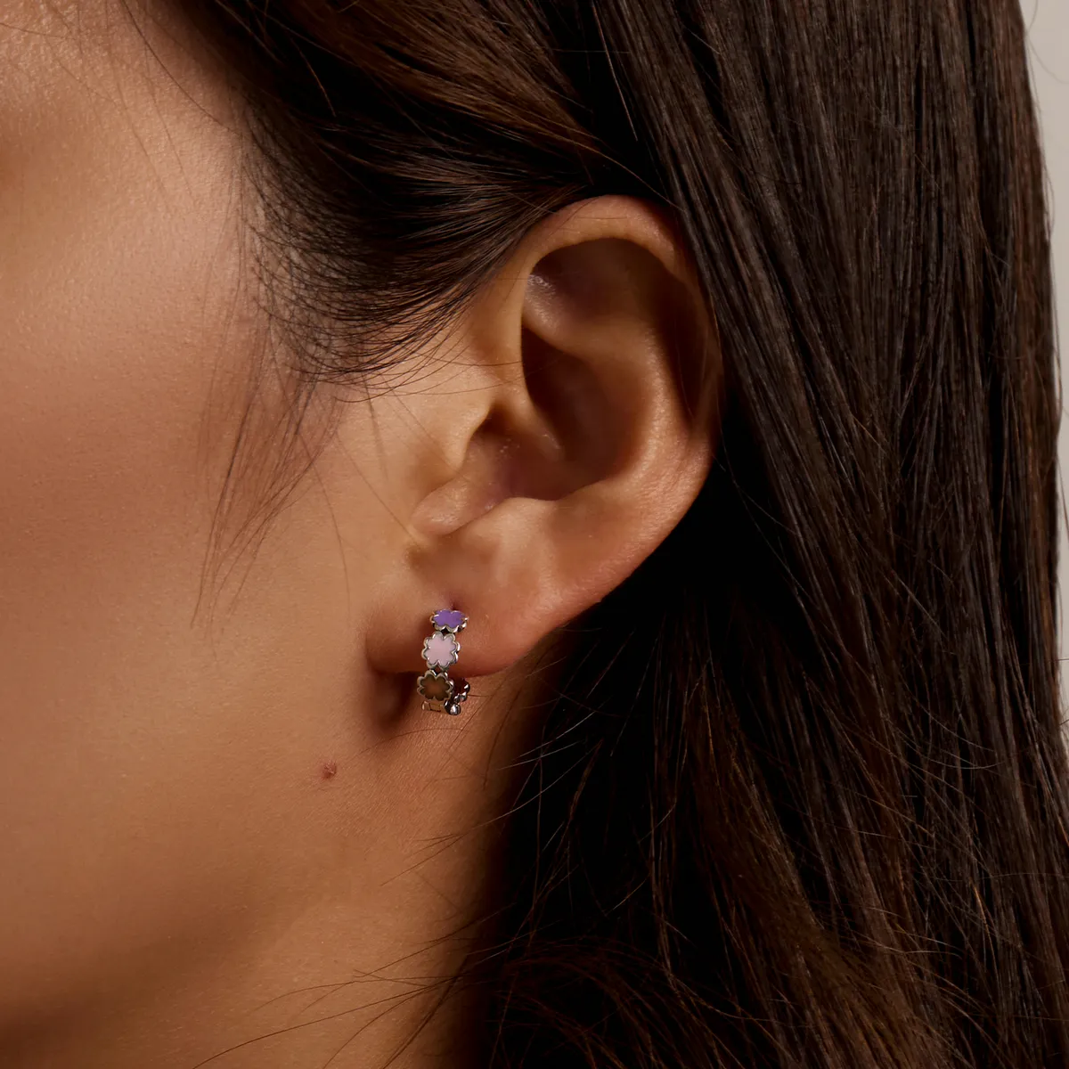 Pandora Style Colorful Clover Hoop Earrings - SCE1343