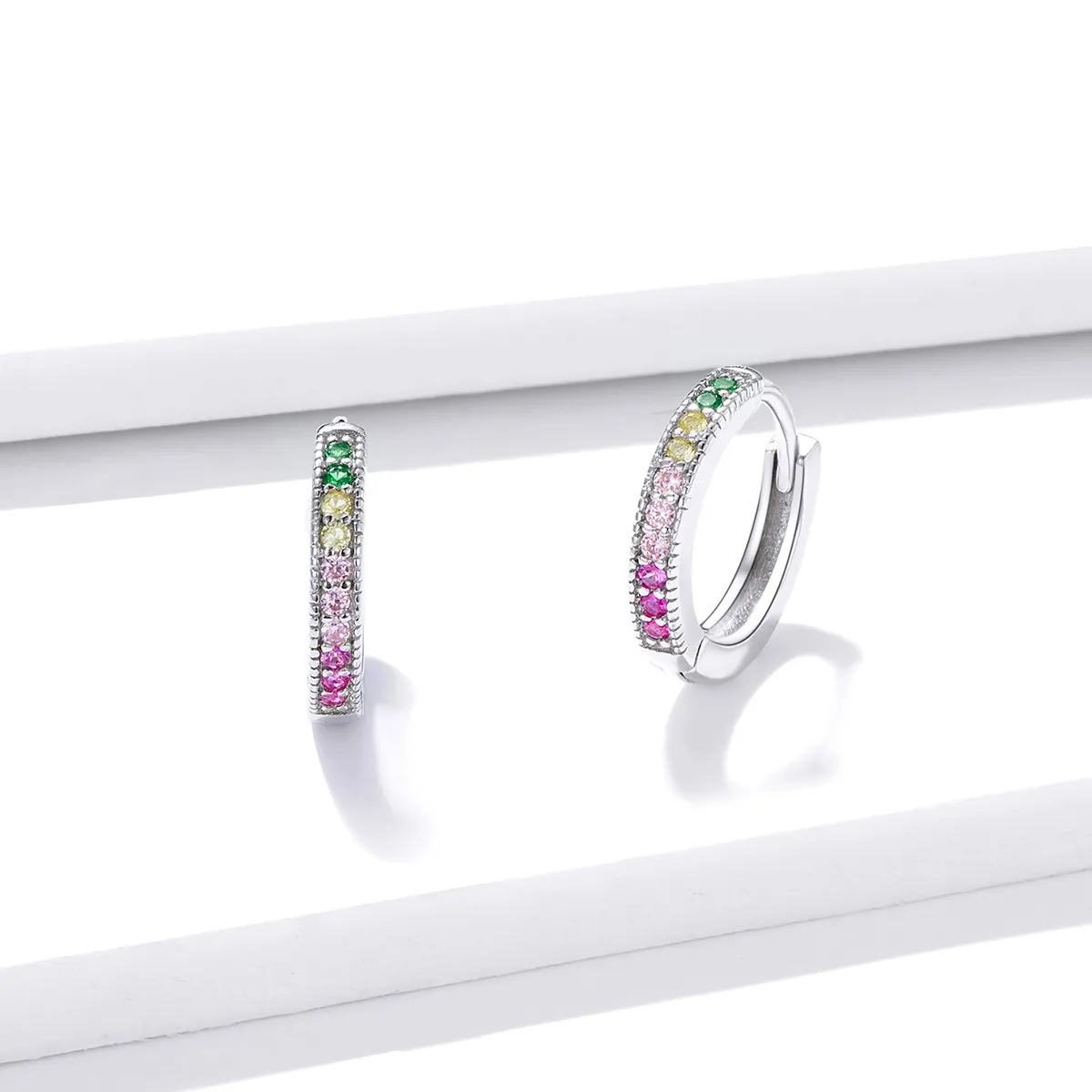 Pandora Style Colorful Hoop Earrings - BSE459