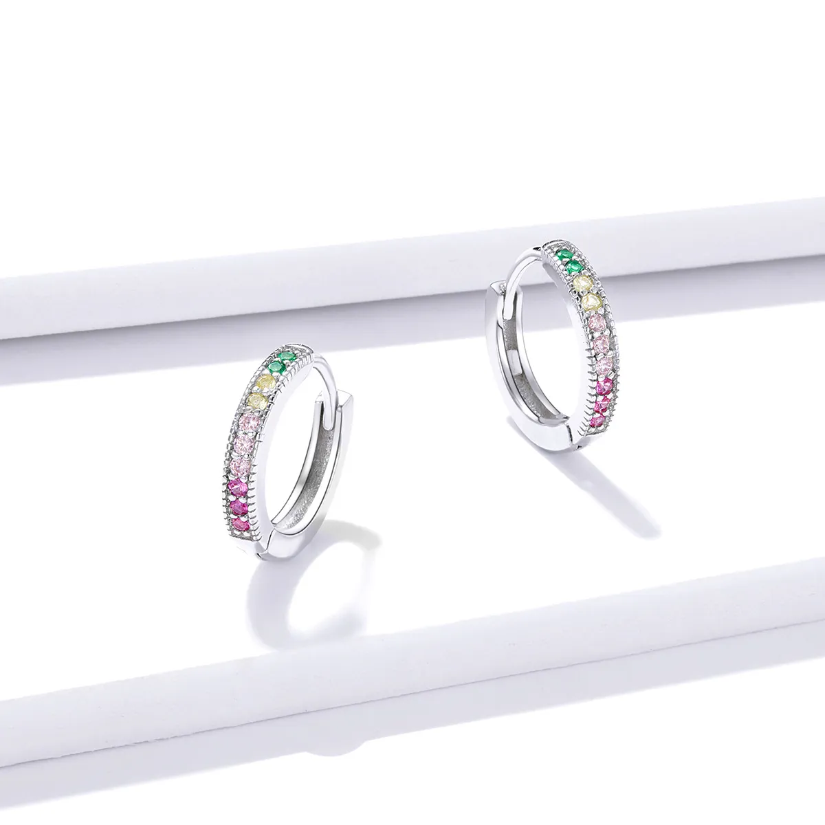 Pandora Style Colorful Hoop Earrings - BSE459