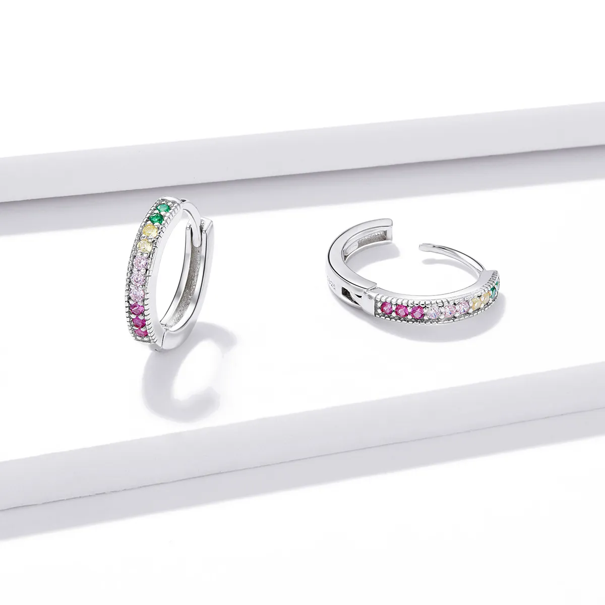 Pandora Style Colorful Hoop Earrings - BSE459
