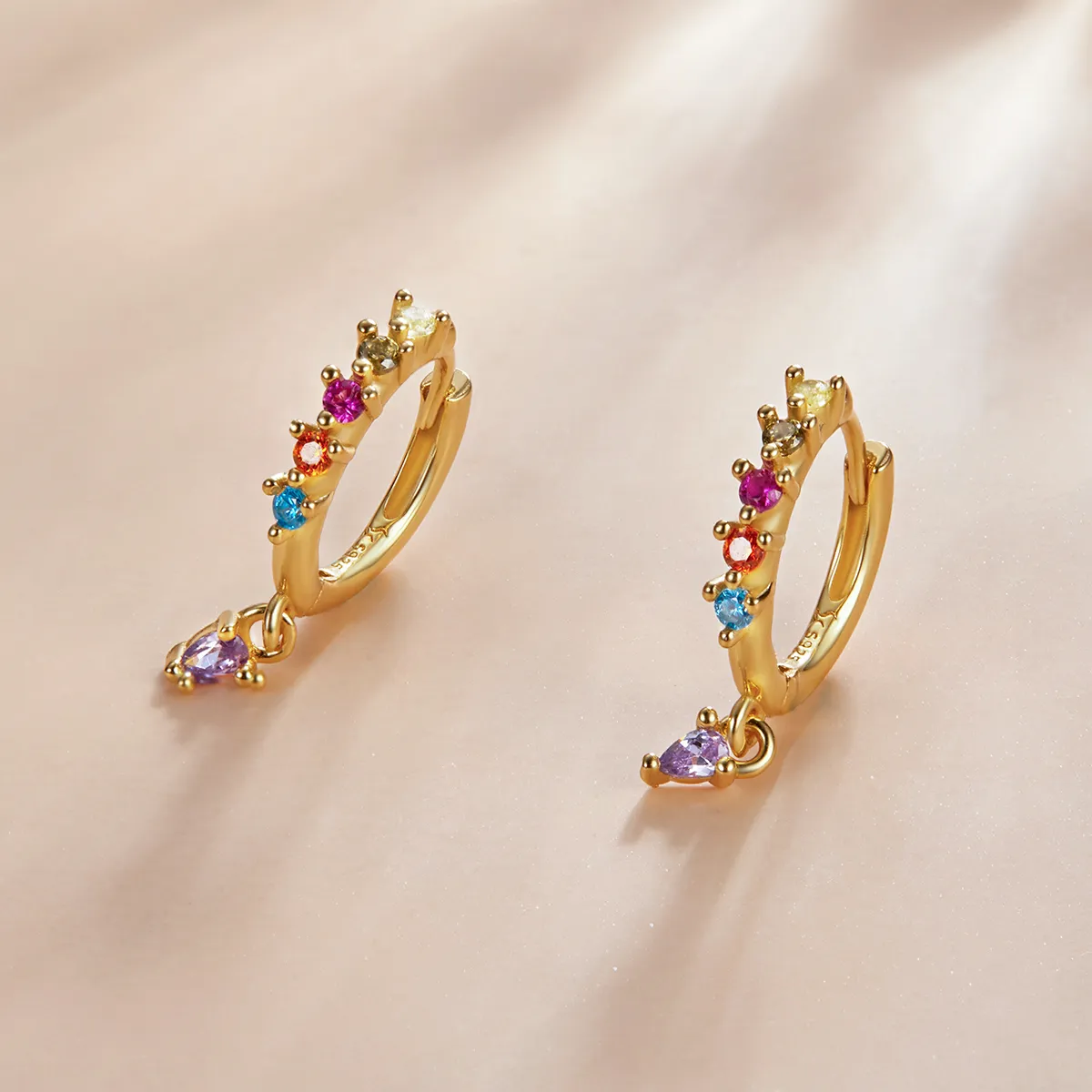 Pandora Style Colorful Zircon - Water Drop Hoop Earrings - SCE1209