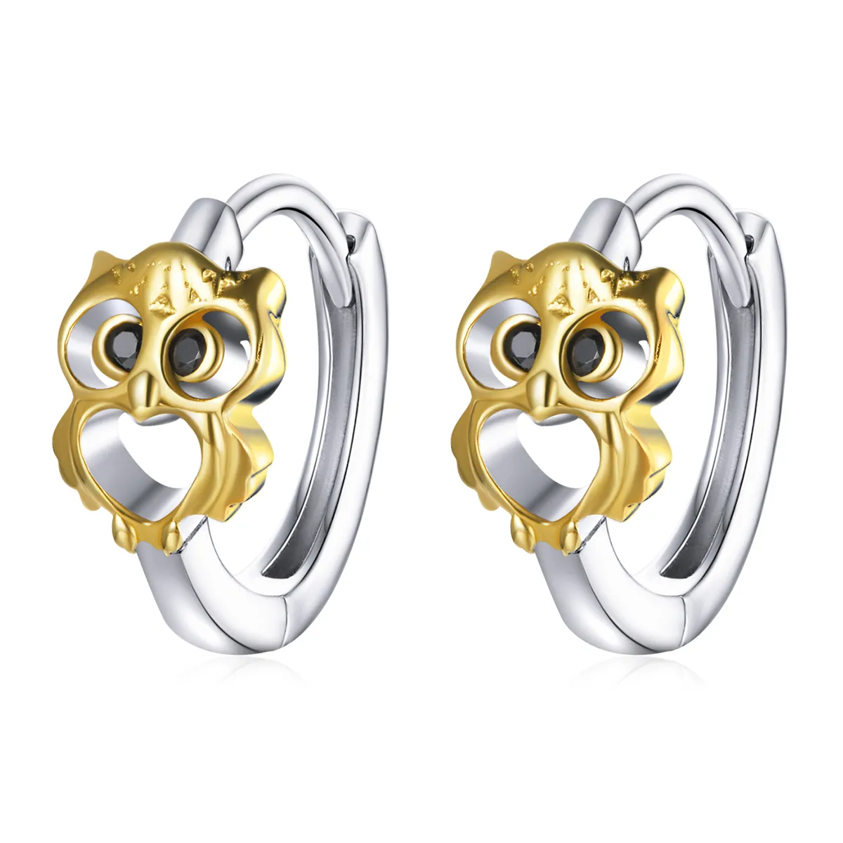 Pandora Style Creative Owl Hoop Earrings - BSE505