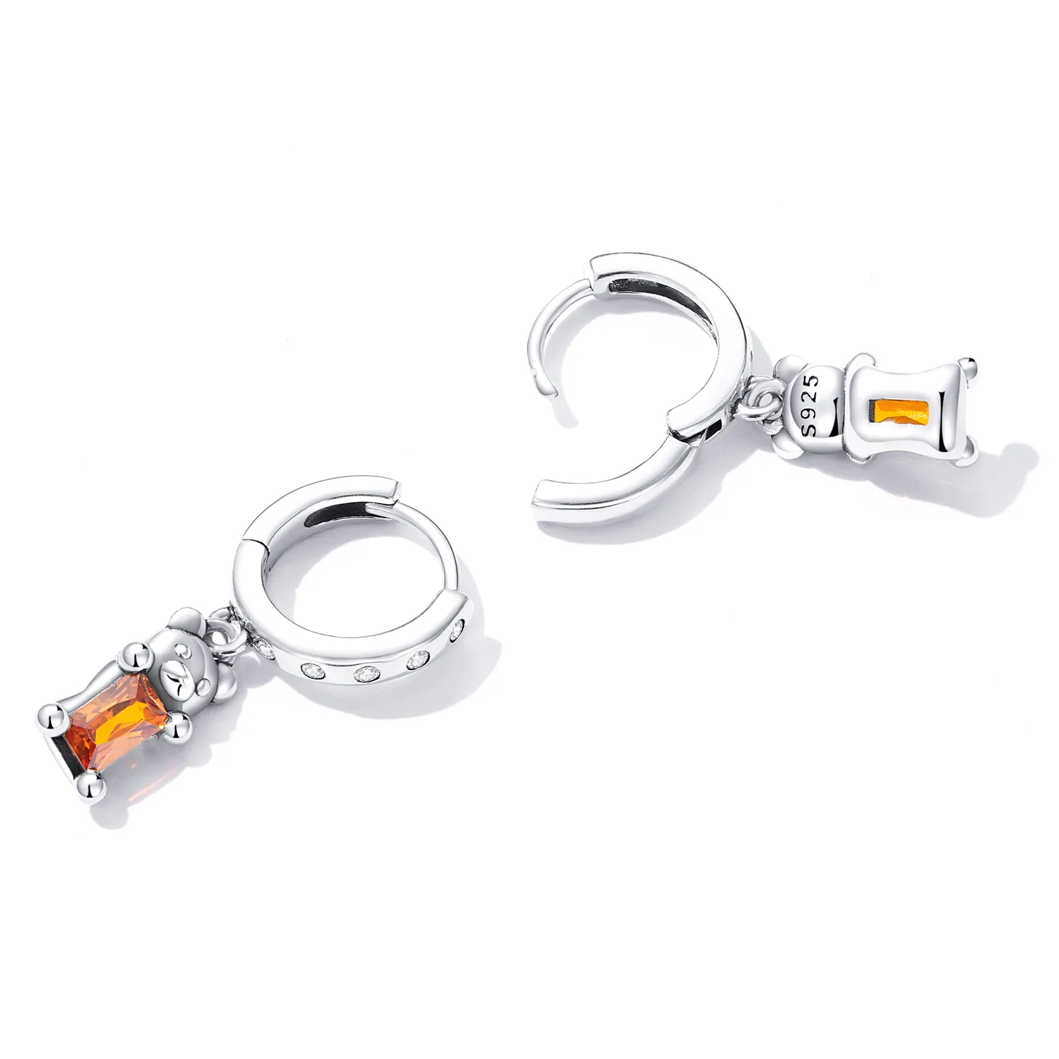 Pandora Style Cute Bear Hoop Earrings - SCE1399