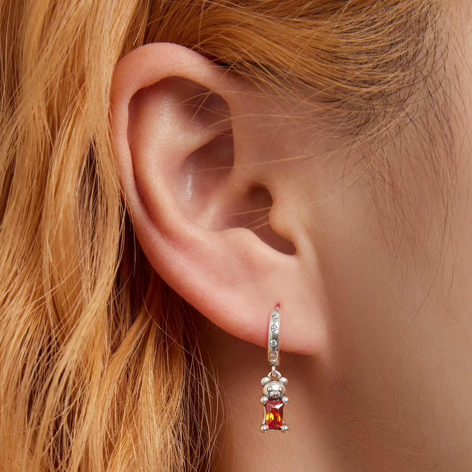 Pandora Style Cute Bear Hoop Earrings - SCE1399