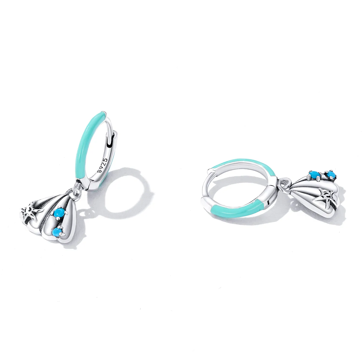 Pandora Style Delicate Shell Hoop Earrings - SCE1407