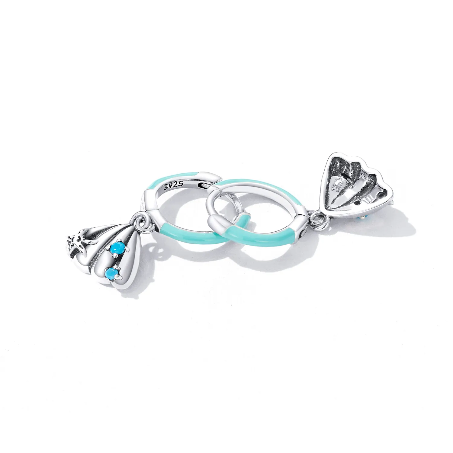 Pandora Style Delicate Shell Hoop Earrings - SCE1407
