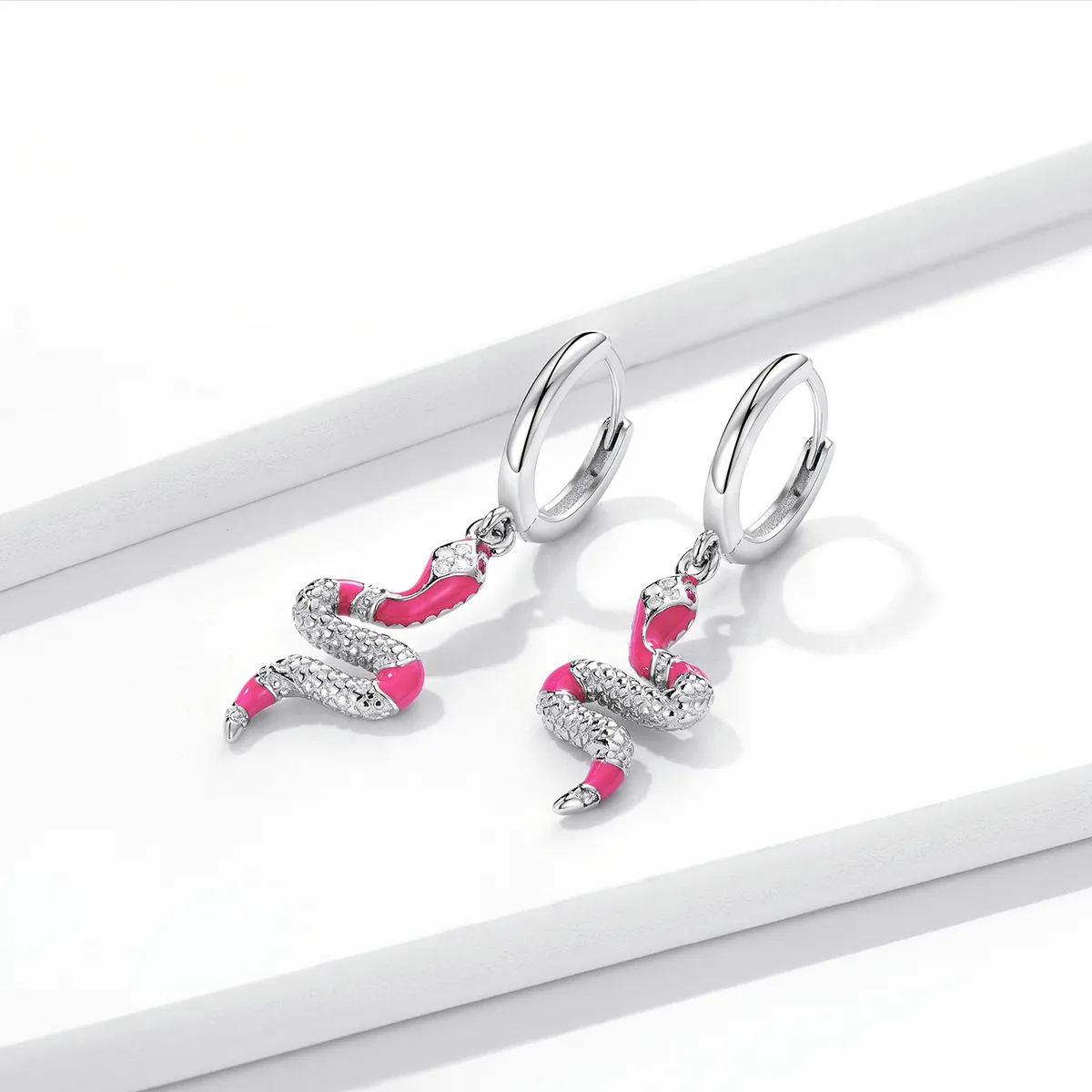 Pandora Style Delicate Spirit Serpent Hoop Earrings - BSE577