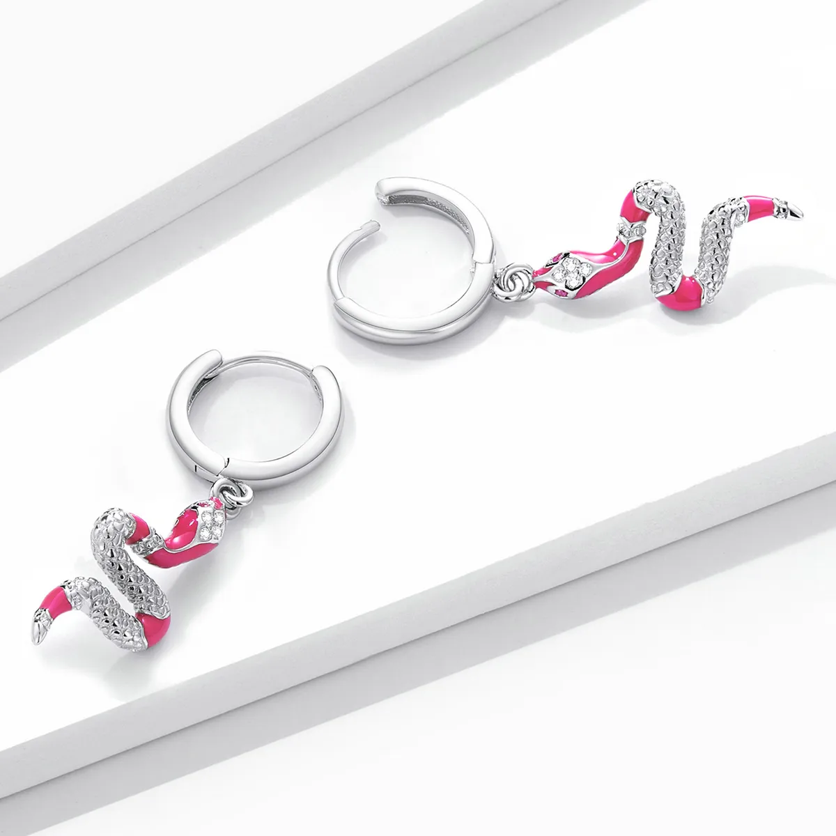 Pandora Style Delicate Spirit Serpent Hoop Earrings - BSE577