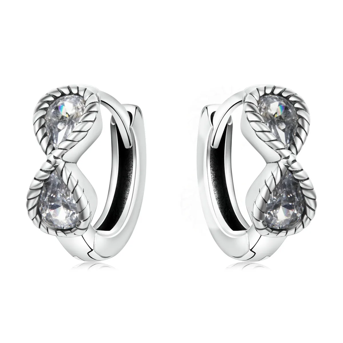 Pandora Style Minimalistic Infinity Symbol Hoop Earrings - BSE538