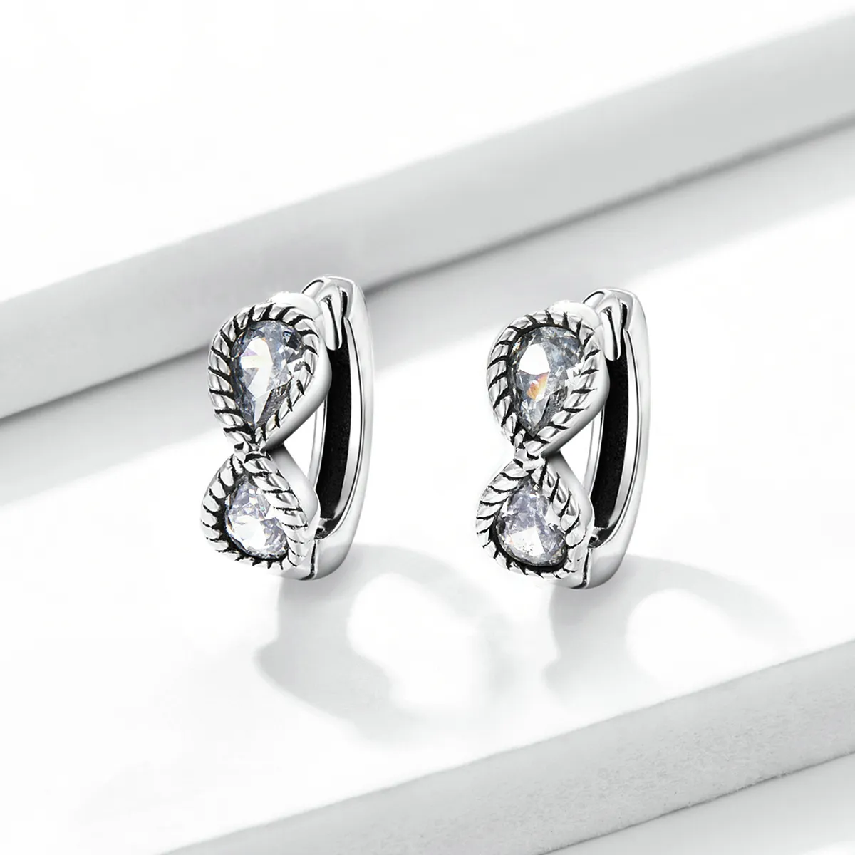 Pandora Style Minimalistic Infinity Symbol Hoop Earrings - BSE538