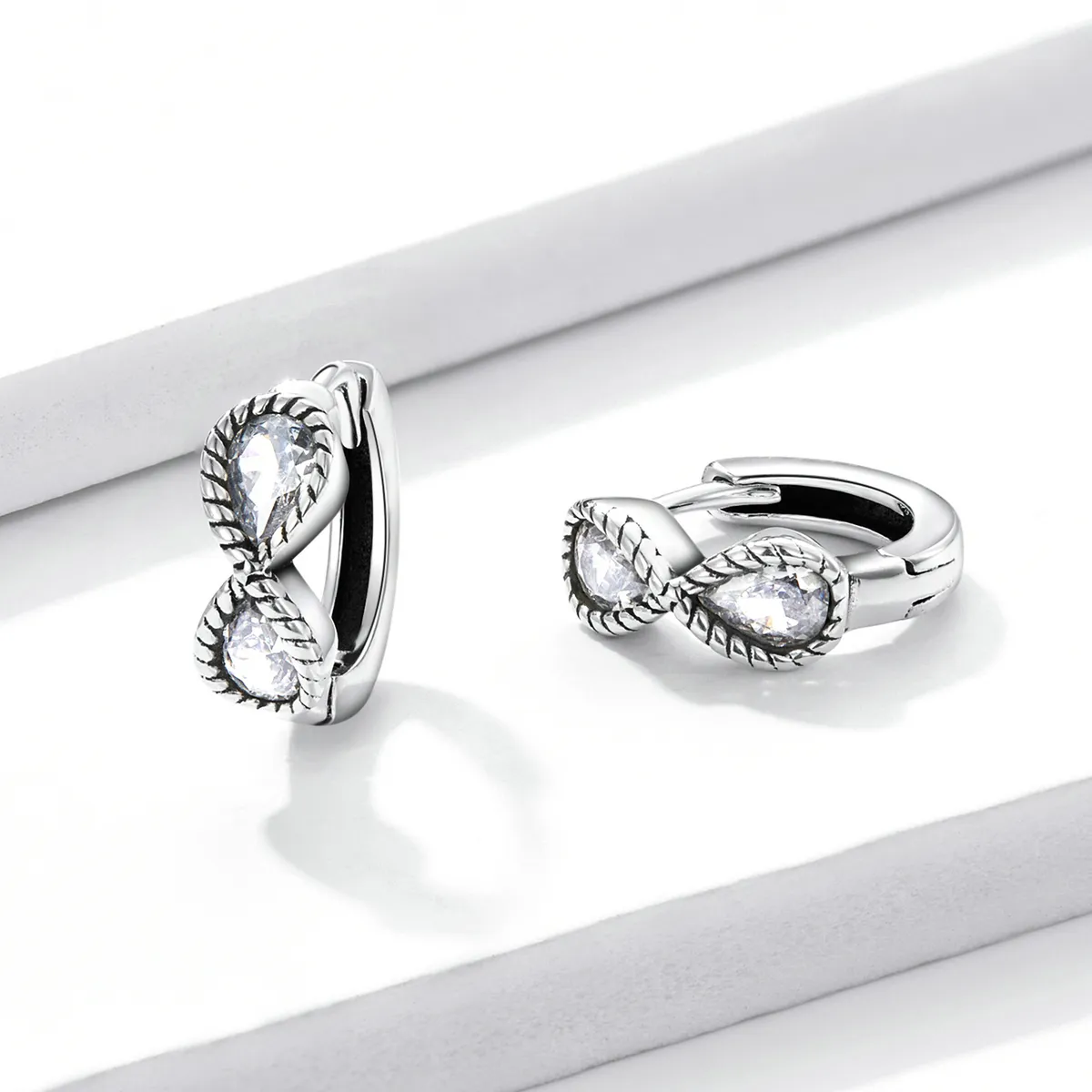 Pandora Style Minimalistic Infinity Symbol Hoop Earrings - BSE538