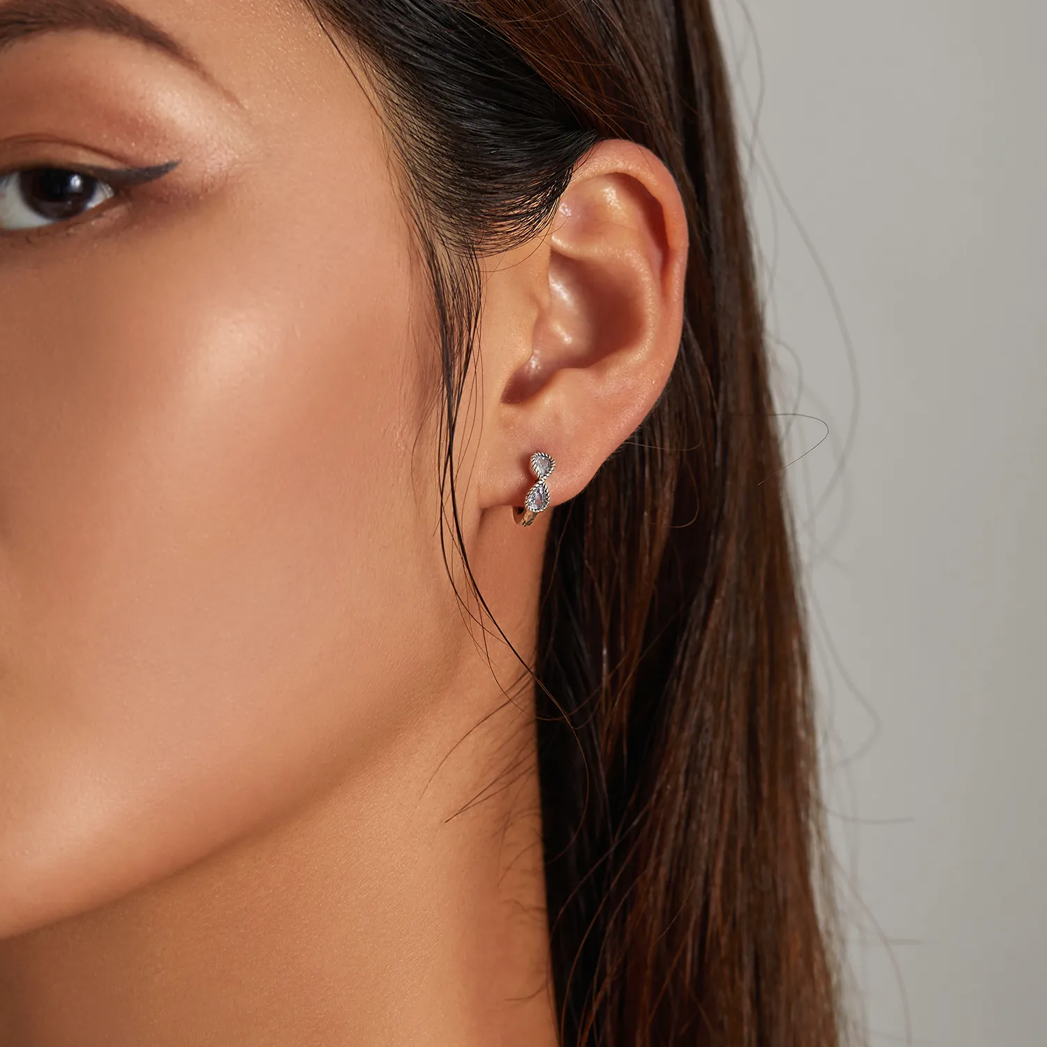 Pandora Style Minimalistic Infinity Symbol Hoop Earrings - BSE538