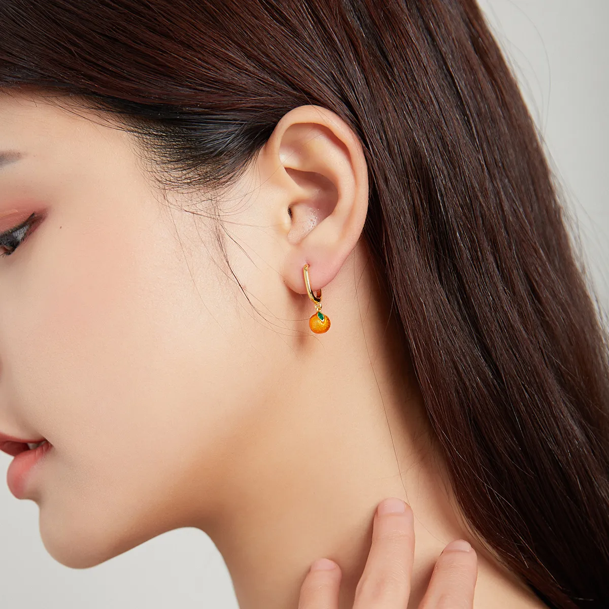 Pandora Style Orange Fun Hoop Earrings - SCE1078