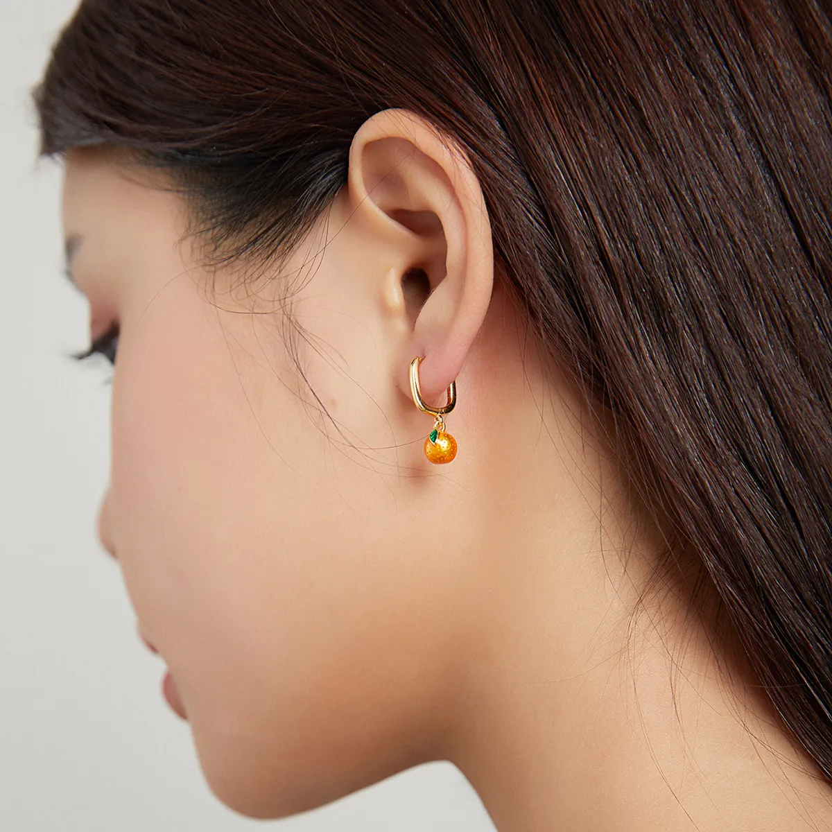 Pandora Style Orange Fun Hoop Earrings - SCE1078
