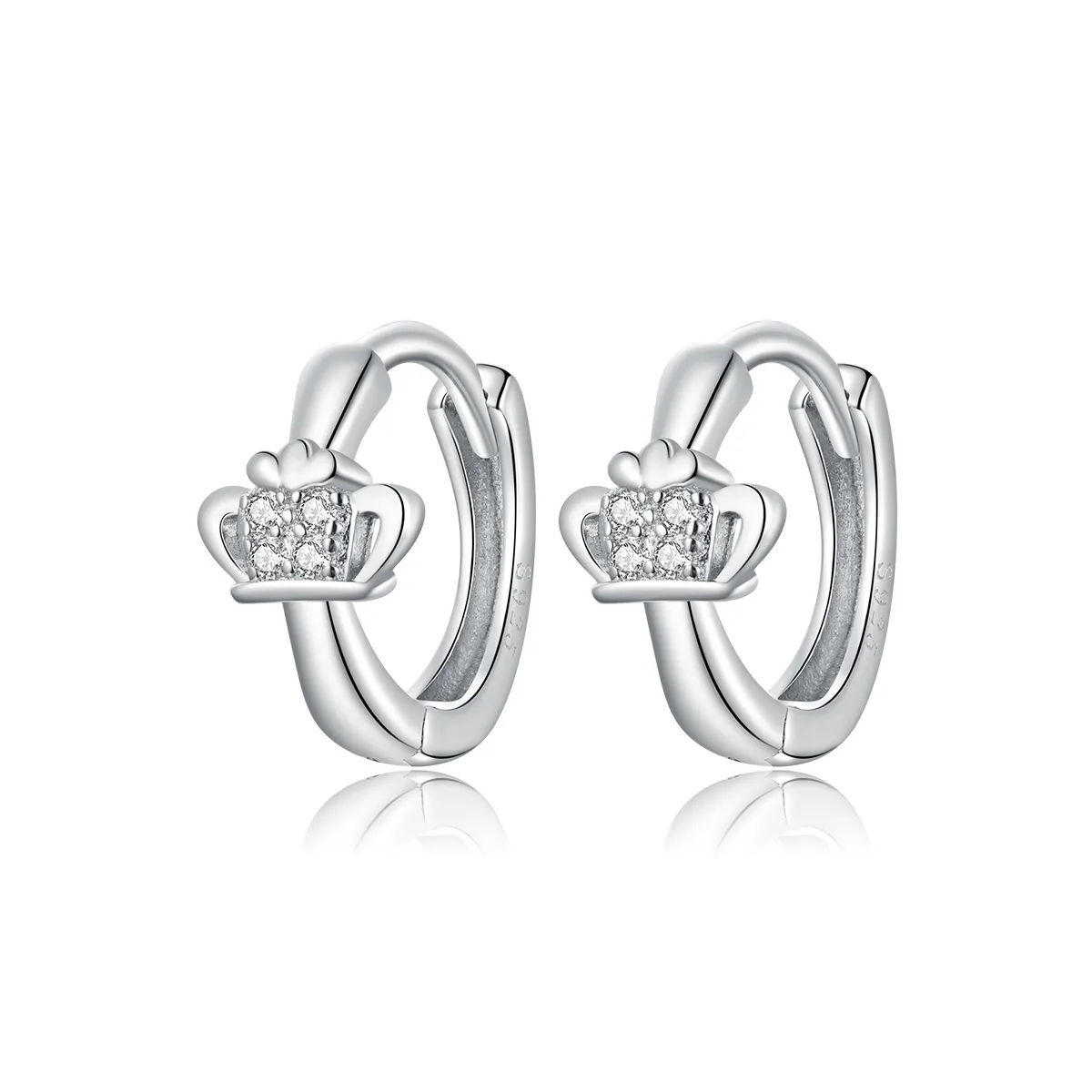 Pandora Style Shining Crown Hoop Earrings - SCE1044