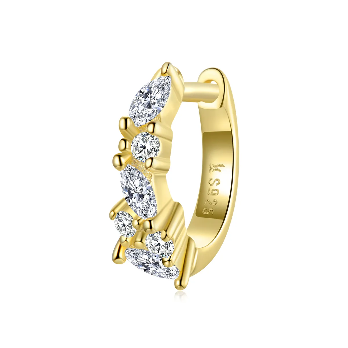 Pandora Style Shiny White Zirconium Hoop Earrings - SCE1102