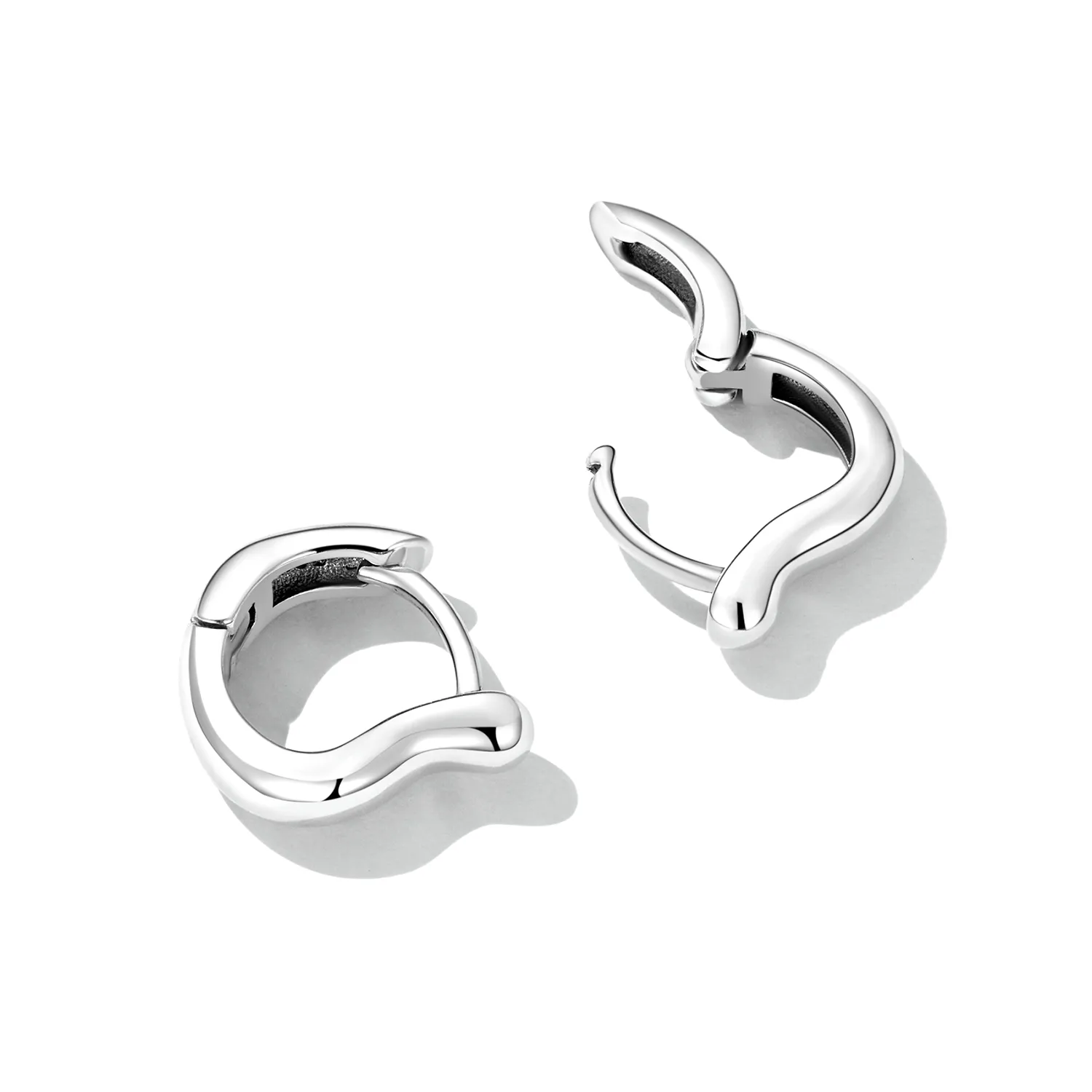 Pandora Style Simple Silver Hoop Earrings - SCE1439