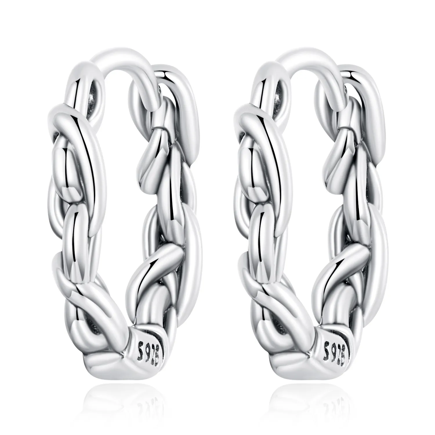 Pandora Style Twisted Rope Hoop Earrings - SCE1432