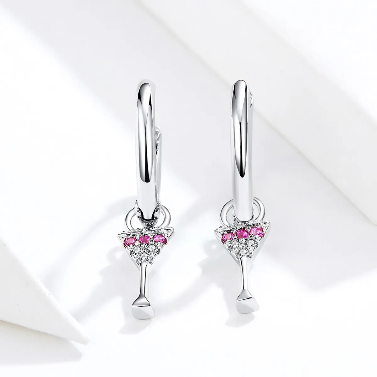 Pandora Style Wine Glass Hoop Earrings - SCE742