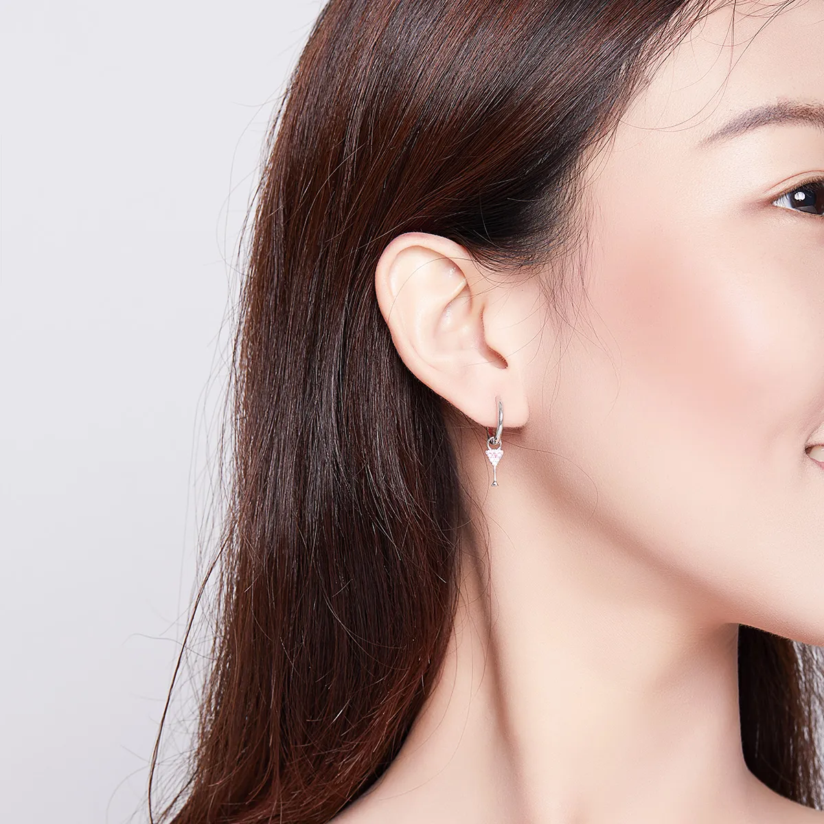 Pandora Style Wine Glass Hoop Earrings - SCE742