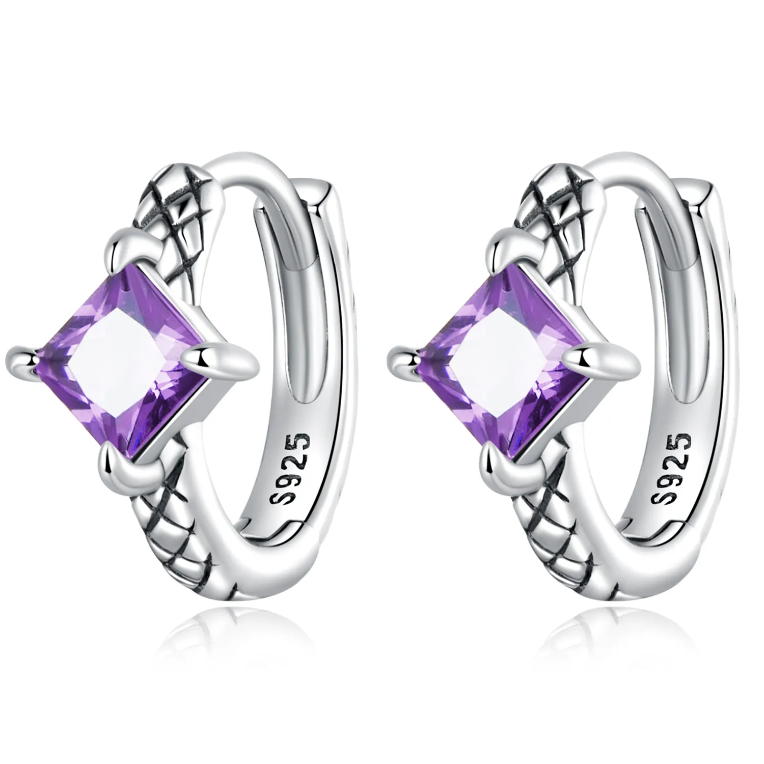 Pandora Style Zircon Snake Pattern Hoop Earrings - SCE1417