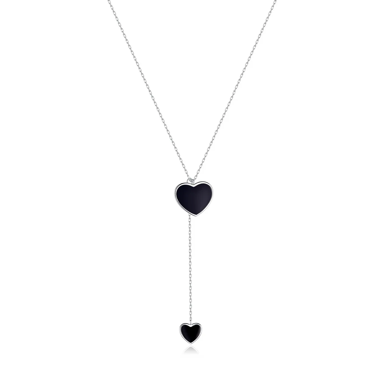 Pandora Style Black Heart Necklace - BSN095