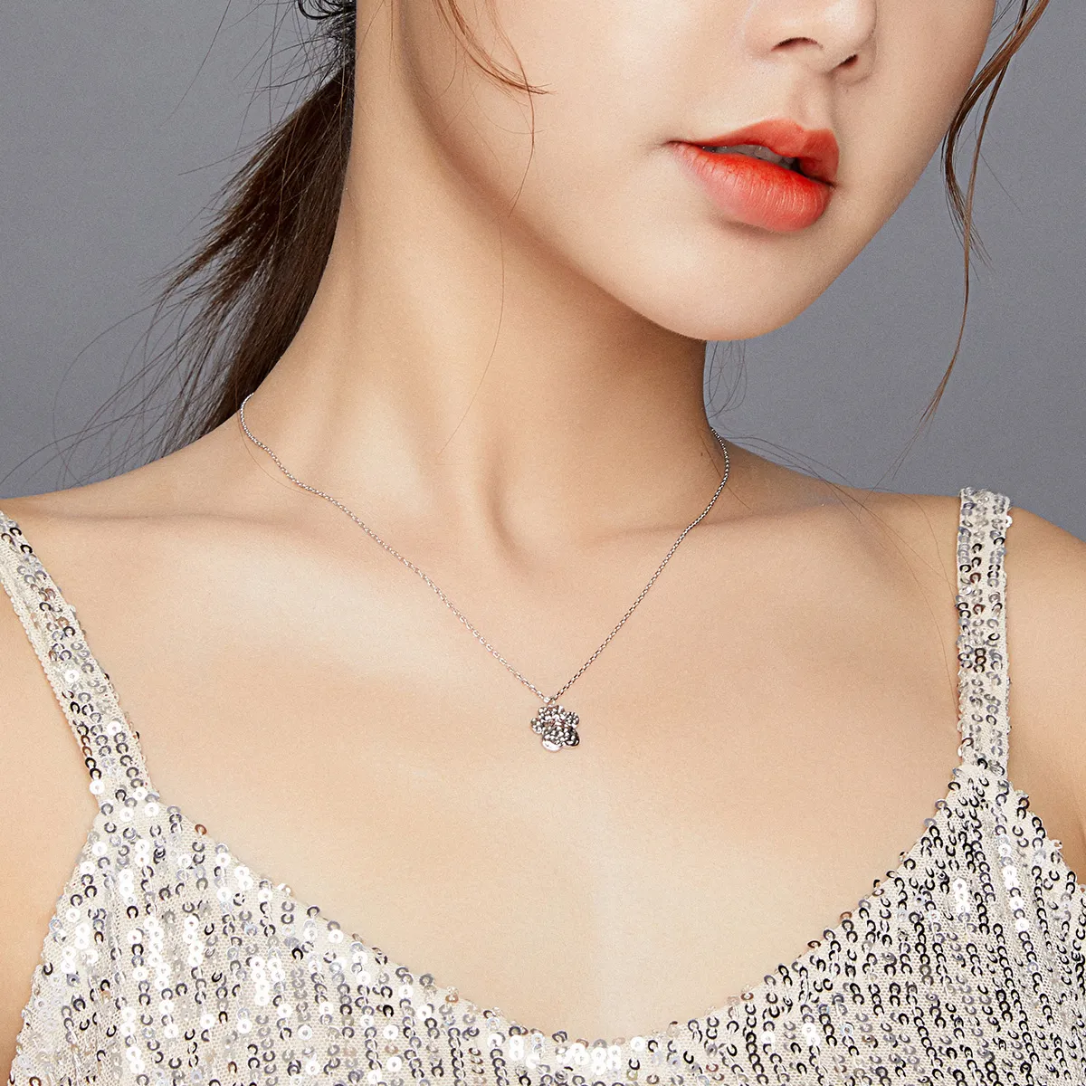 Pandora Style Cute Dog Paw Necklace - BSN204