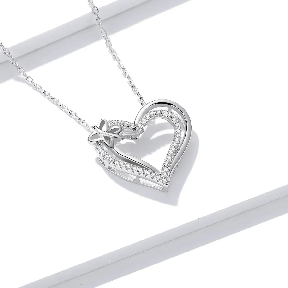 Pandora Style Double Love Necklace - BSN240