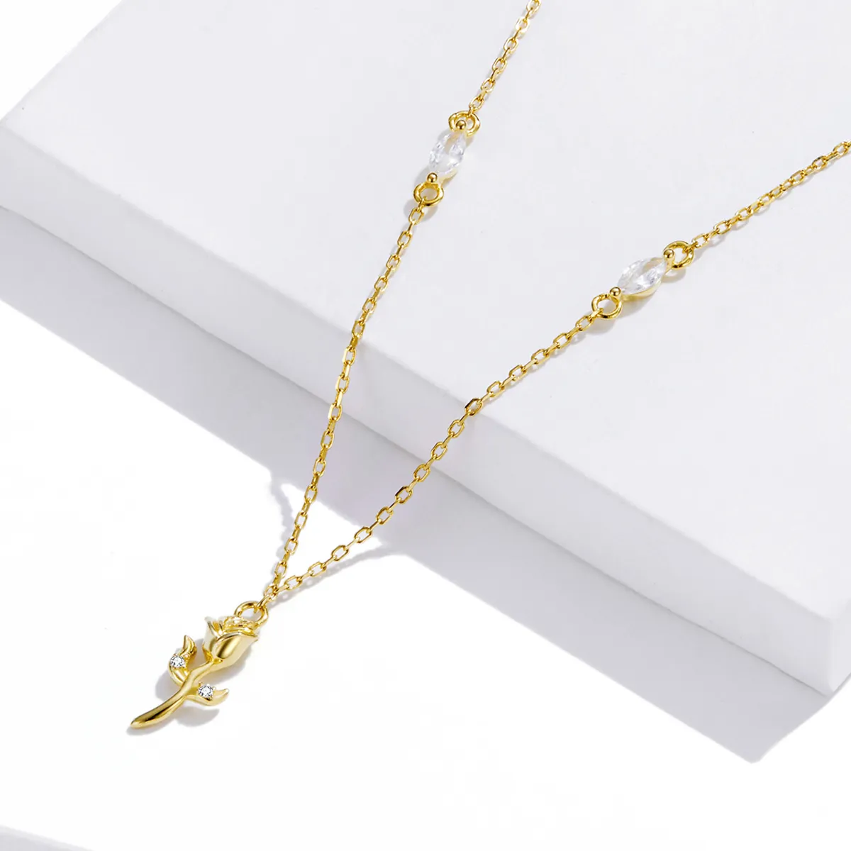 Pandora Style Golden Rose Necklace - SCN464