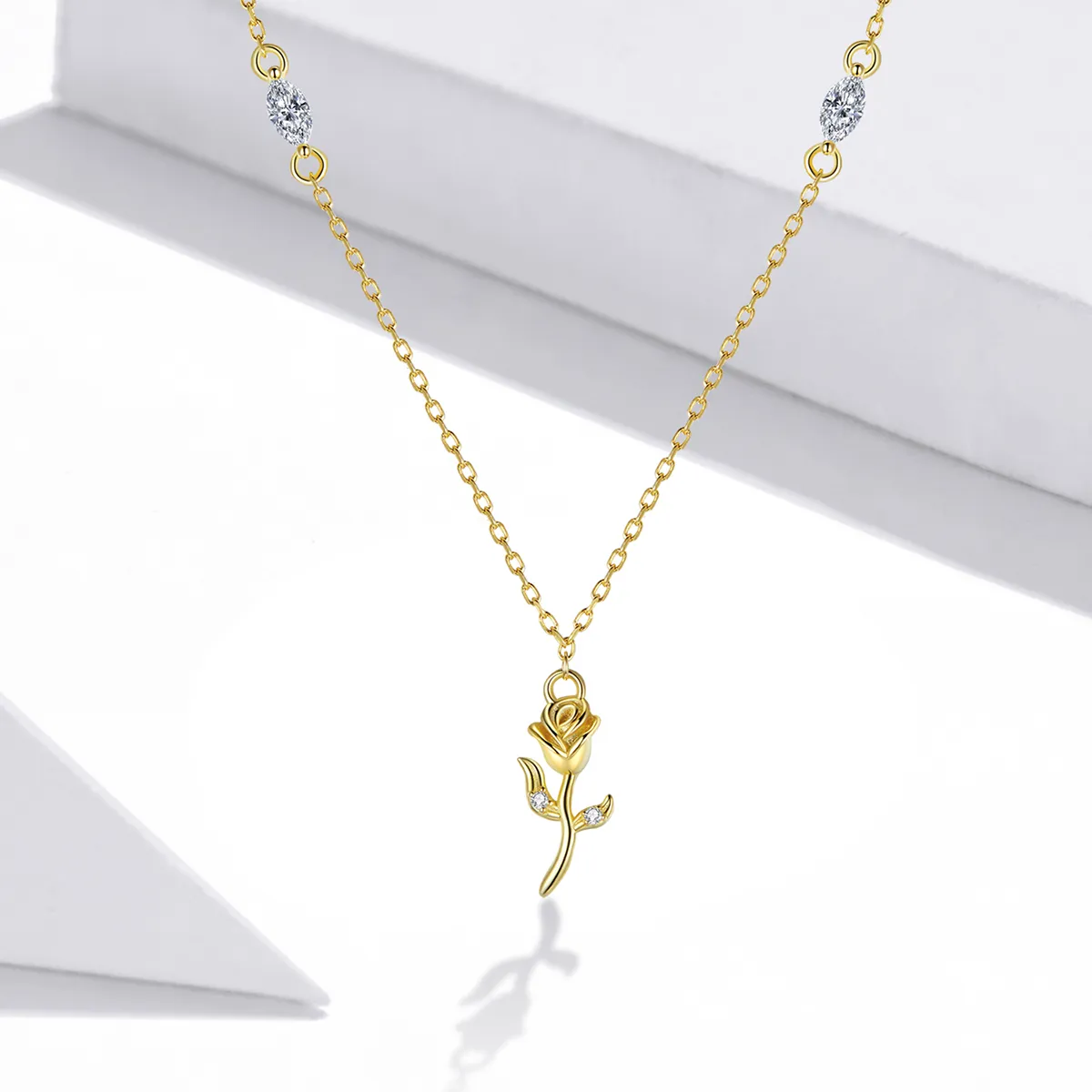 Pandora Style Golden Rose Necklace - SCN464