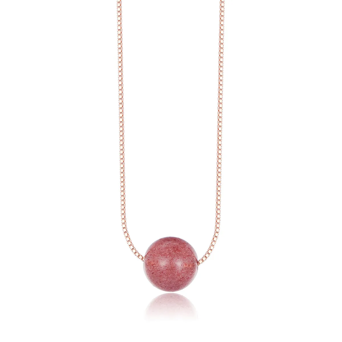 Pandora Style Natural Strawberry Crystal Necklace - BSN096