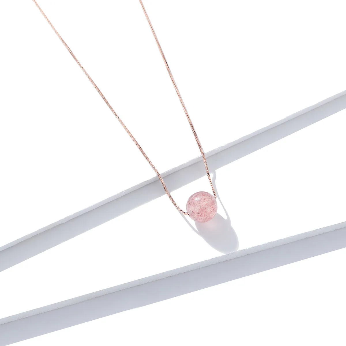 Pandora Style Natural Strawberry Crystal Necklace - BSN096