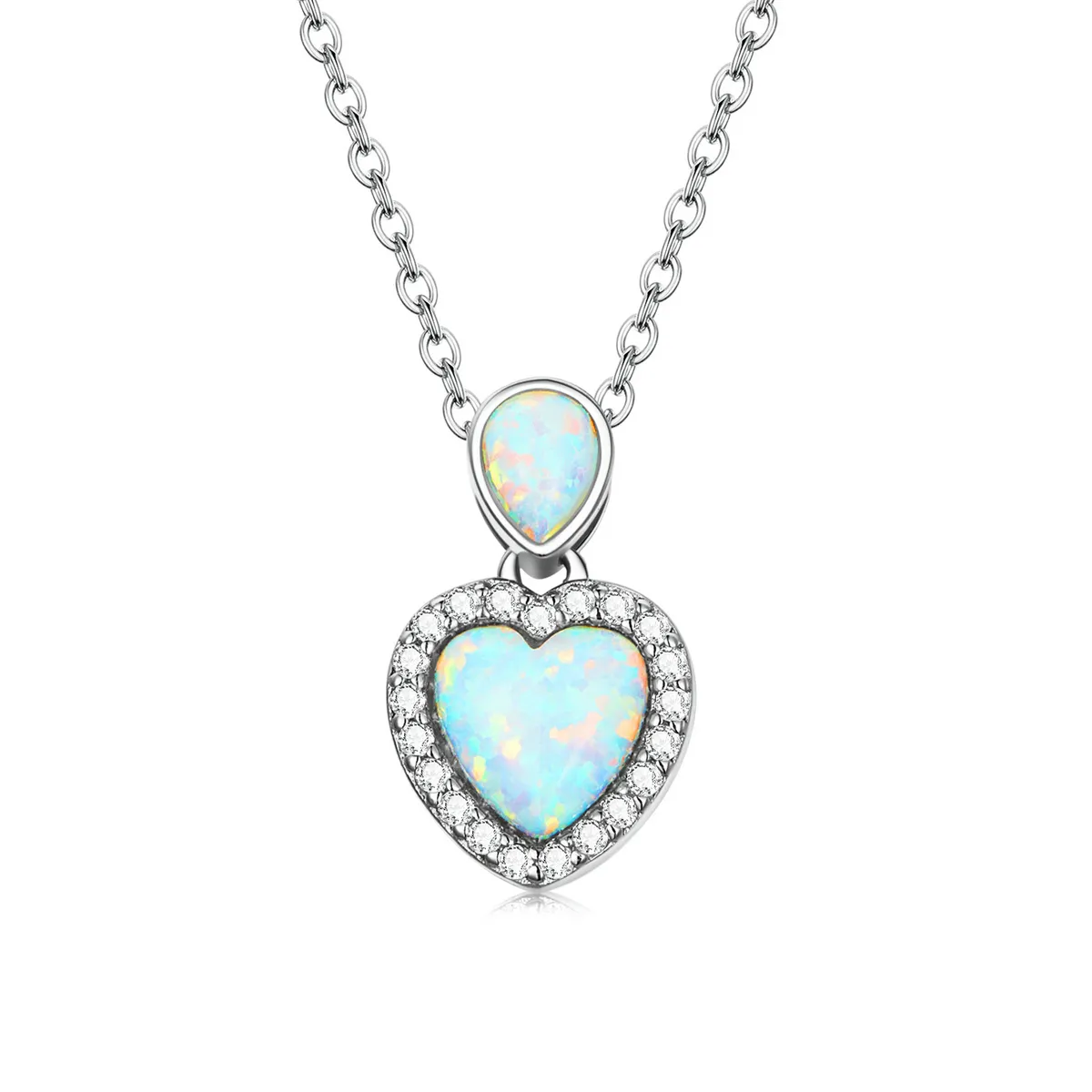 Pandora Style Opal Love Necklace - BSN243