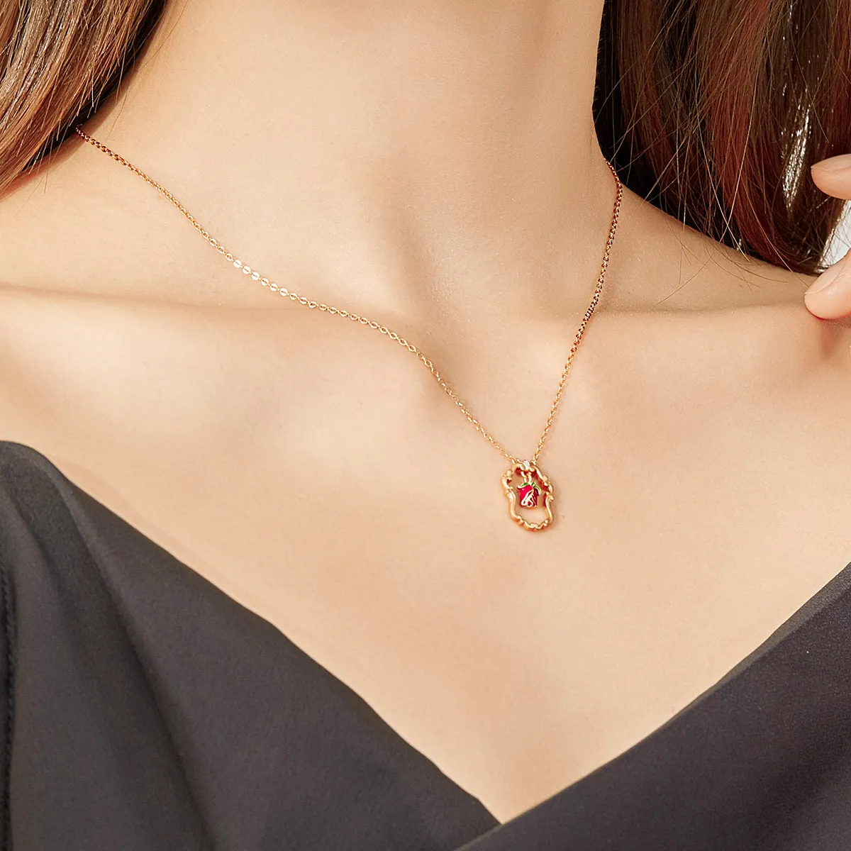 Pandora Style Retro Rose Necklace - BSN157
