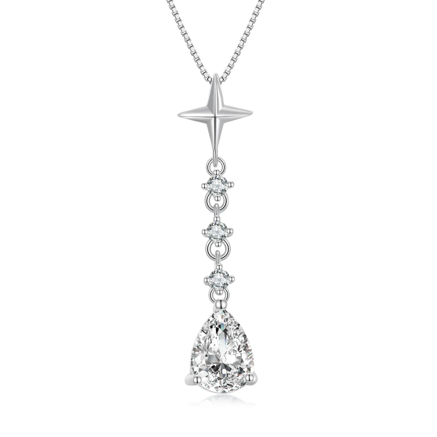 Pandora Style Starburst Water Drop Necklace - BSN259