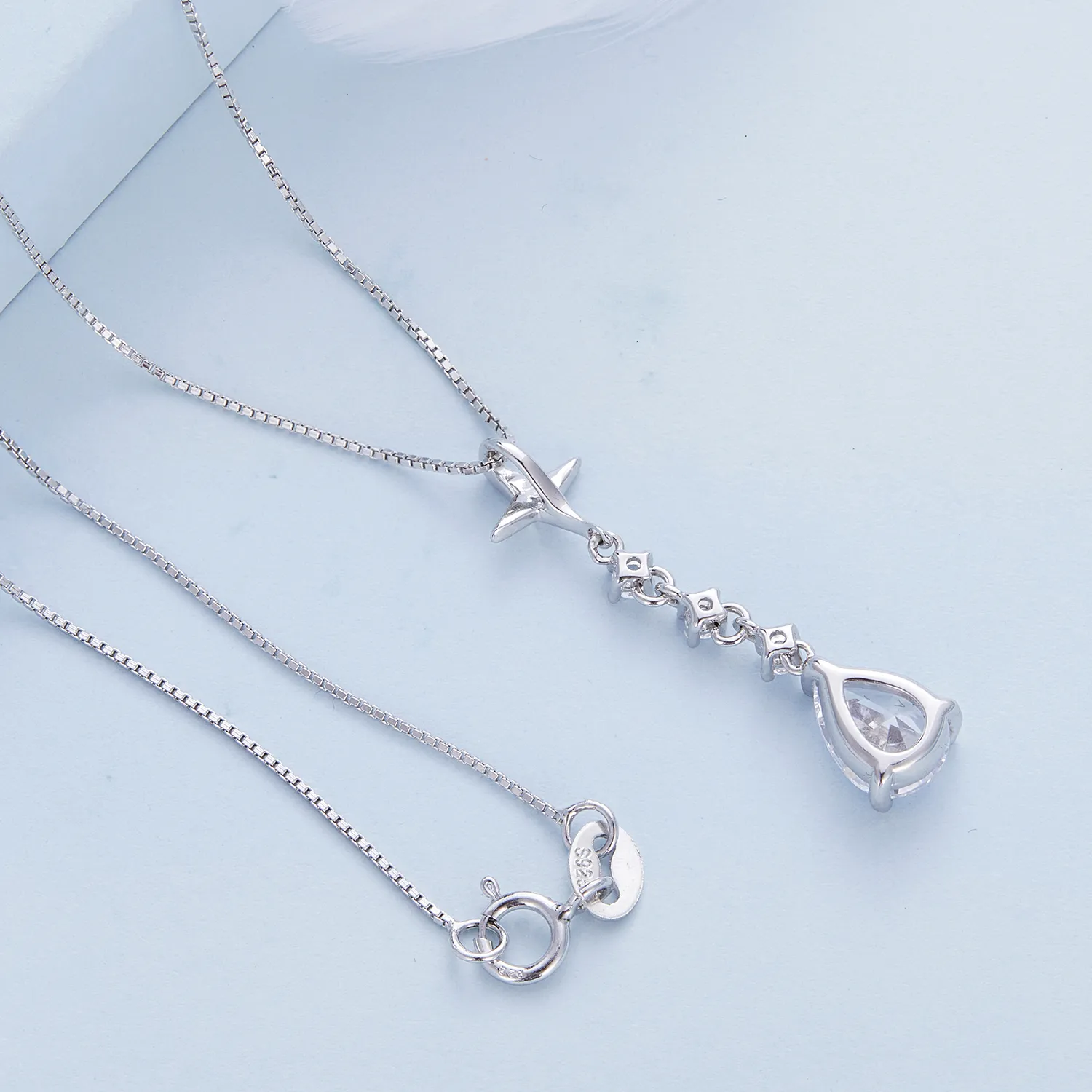 Pandora Style Starburst Water Drop Necklace - BSN259
