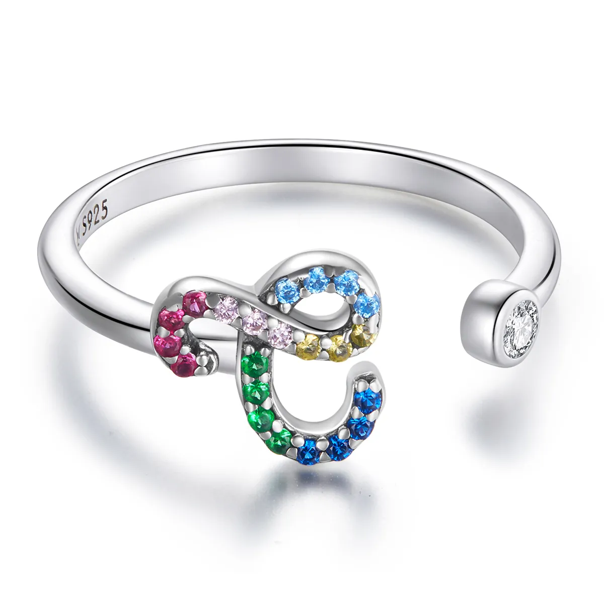 Pandora Style Colorful Letter C Open Ring SCR723 C