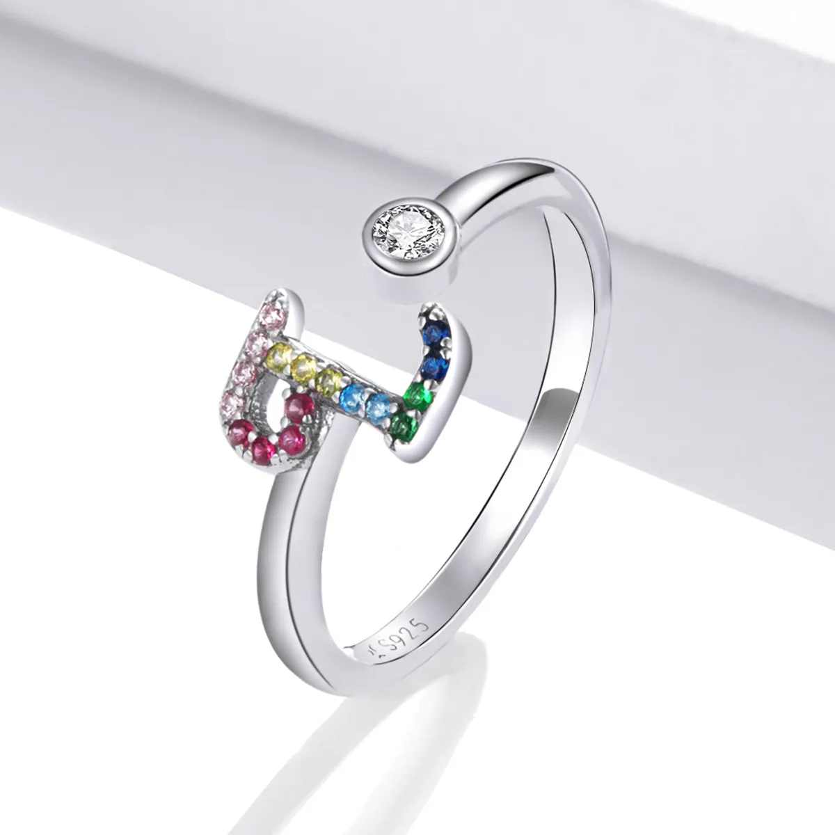 Pandora Style Colorful Letter-L Open Ring - SCR723-L
