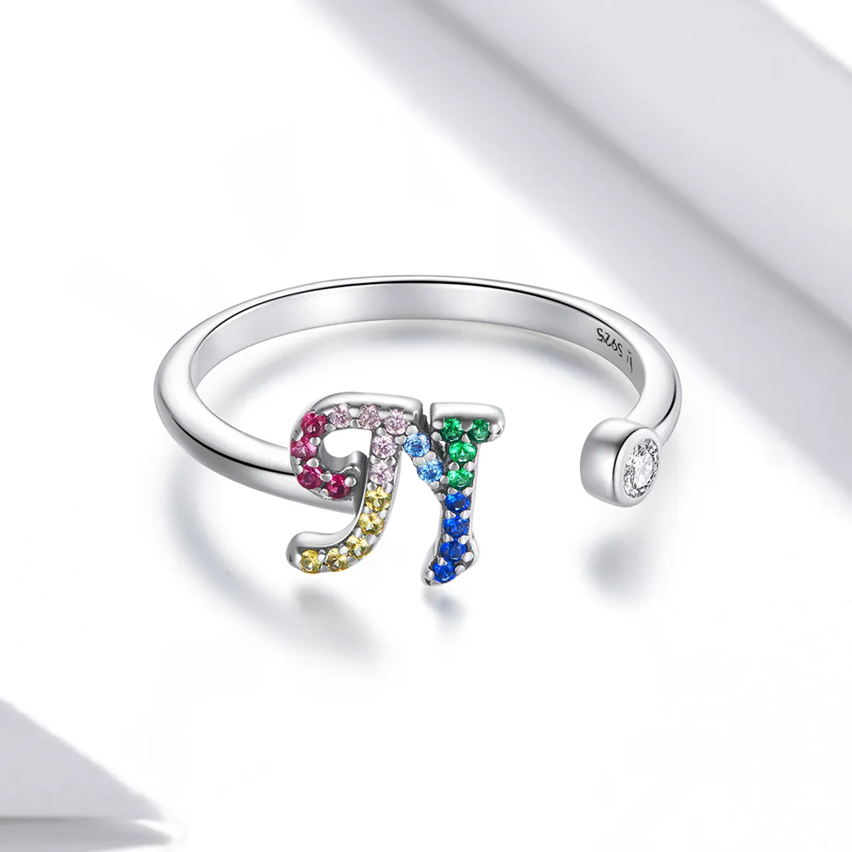 Pandora Style Colorful Letter-N Open Ring - SCR723-N