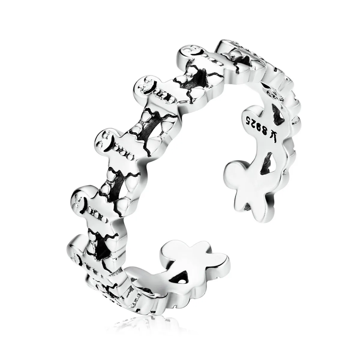 Pandora Style Gingerbread Man Open Ring - SCR762