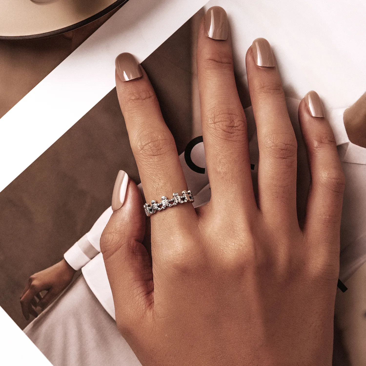 Pandora Style Gingerbread Man Open Ring - SCR762