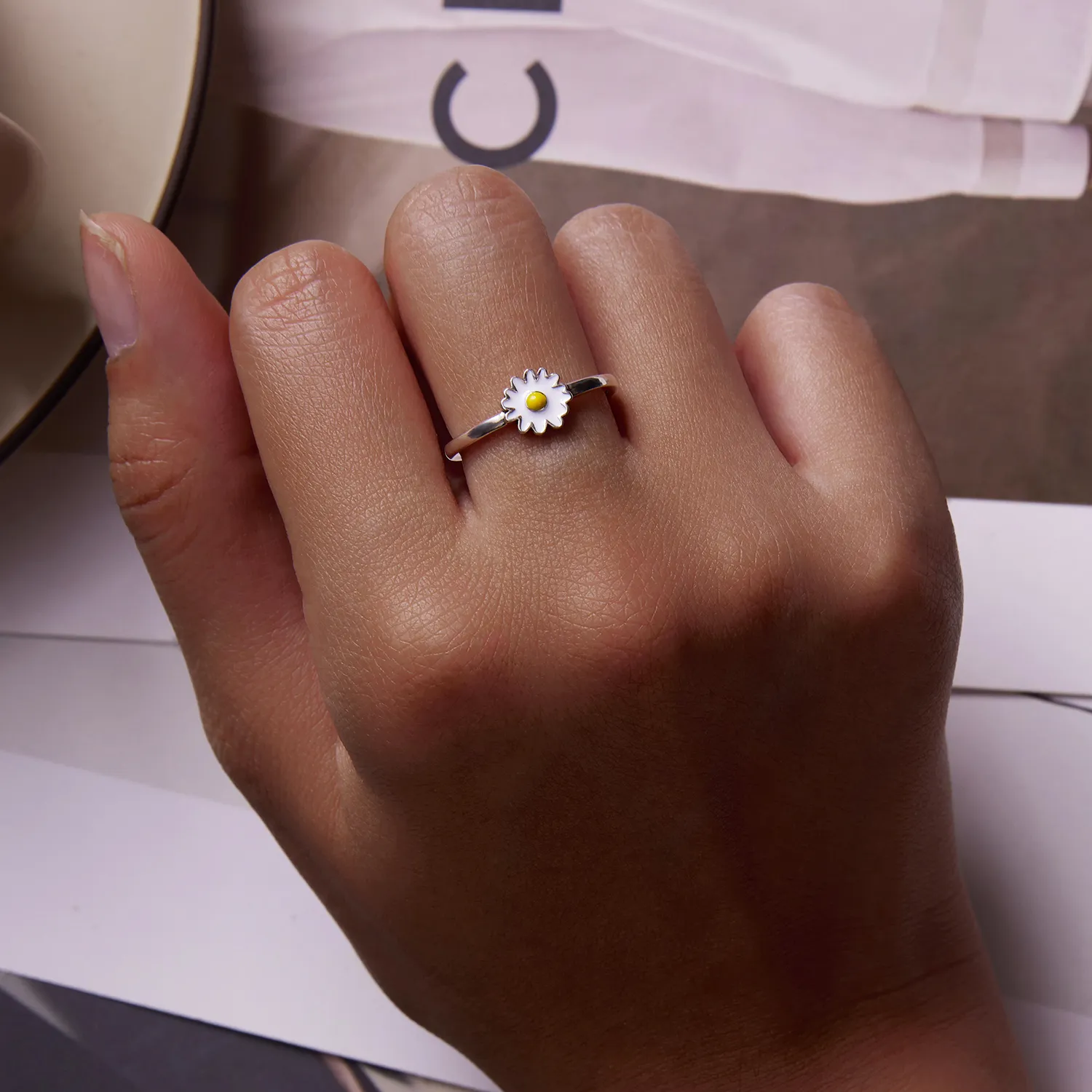Pandora Style Little Daisy Open Ring - SCR811