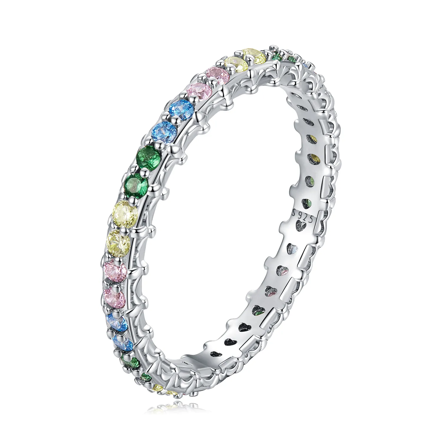 Pandora Style Pattern Color Zirconium Ring - BSR277-CF