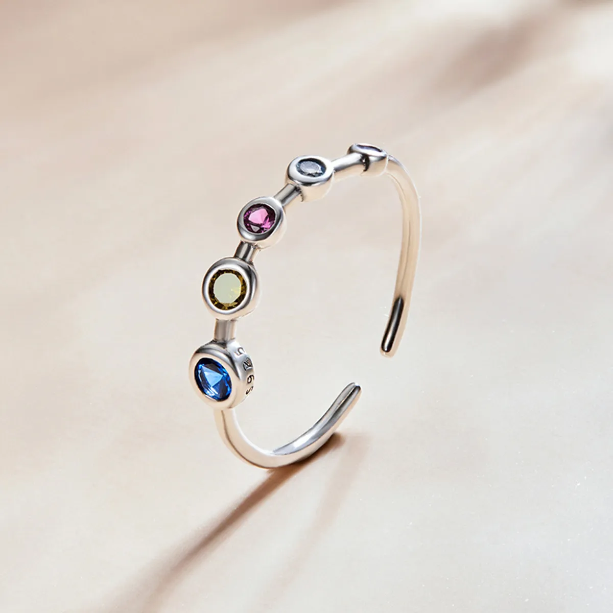 Pandora Style Simple Round Zirconium Open Ring - SCR749