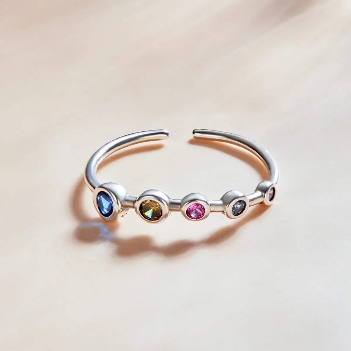 Pandora Style Simple Round Zirconium Open Ring - SCR749